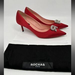 Rochas R-crystal Red satin pumps Size 41